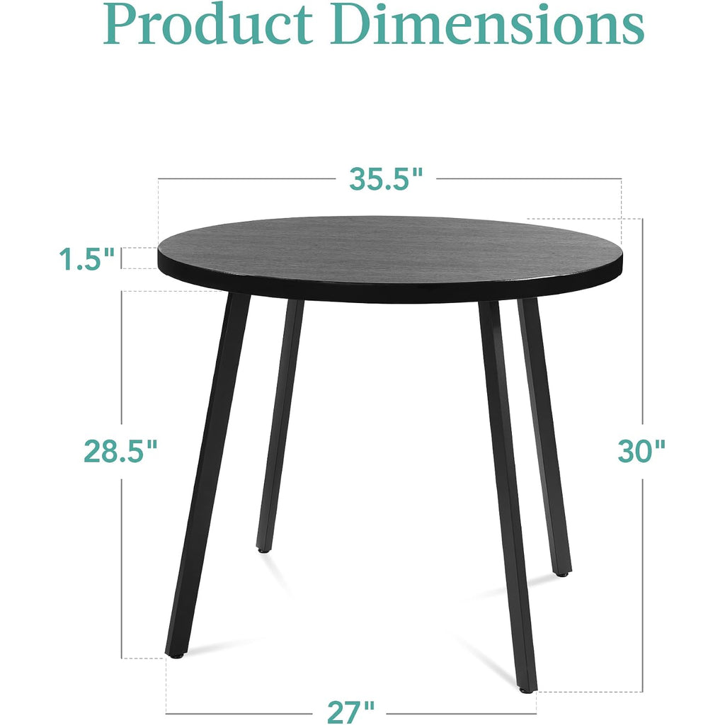 Best Choice Products Round Dining Table 35.5”, Mid-Century Modern Kitchen Table For 2-4 People, Small Space Apartment Dinette, Wood Top W/Steel Legs - Black
