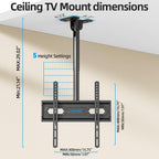 Ceiling Tv Mount For 26-65 Inch Tvs, 360° Swivel Full Motion Ceiling Mount Tv Bracket, Height Adjustable, Tilt Tvs Ceilings Mounts, Supports Up To 110 Lbs, Max Vesa 400X400Mm
