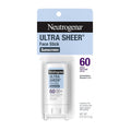 Neutrogena Ultra Sheer Stick Sunscreen For Face Spf 60, Invisible Finish, Broad Spectrum Uva/Uvb Sun Protection - Vitamin C & E, Non Greasy, Fragrance Free, Water Resistant 80 Min, Travel Size, .47 Oz