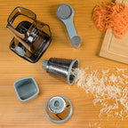 Rotary Cheese Grater Hand Crank Transparent - Shredder Slicer Grinder 3 Stainless Steel Blades, Stable Suction, Labor-Saving Handle, Safe Kitchen Tool For Cheese, Vegetable, Nuts, Chocolate