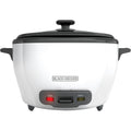 Black+Decker Rice Cooker 6-Cup (Cooked) With Steaming Basket, Removable Non-Stick Bowl, White