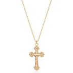 Fettero Cross Necklace Faith Pendant 14K Plated Dainty Chain Minimalist Simple Tiny God Lords Prayer Religious Jewelry