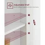 Vasagle Corner Cabinet, Tall Corner Storage Cabinet With 2 Doors And 4 Adjustable Shelves, For Bathroom Kitchen Living Room, Modern Farmhouse Design, White Ubbc541P31