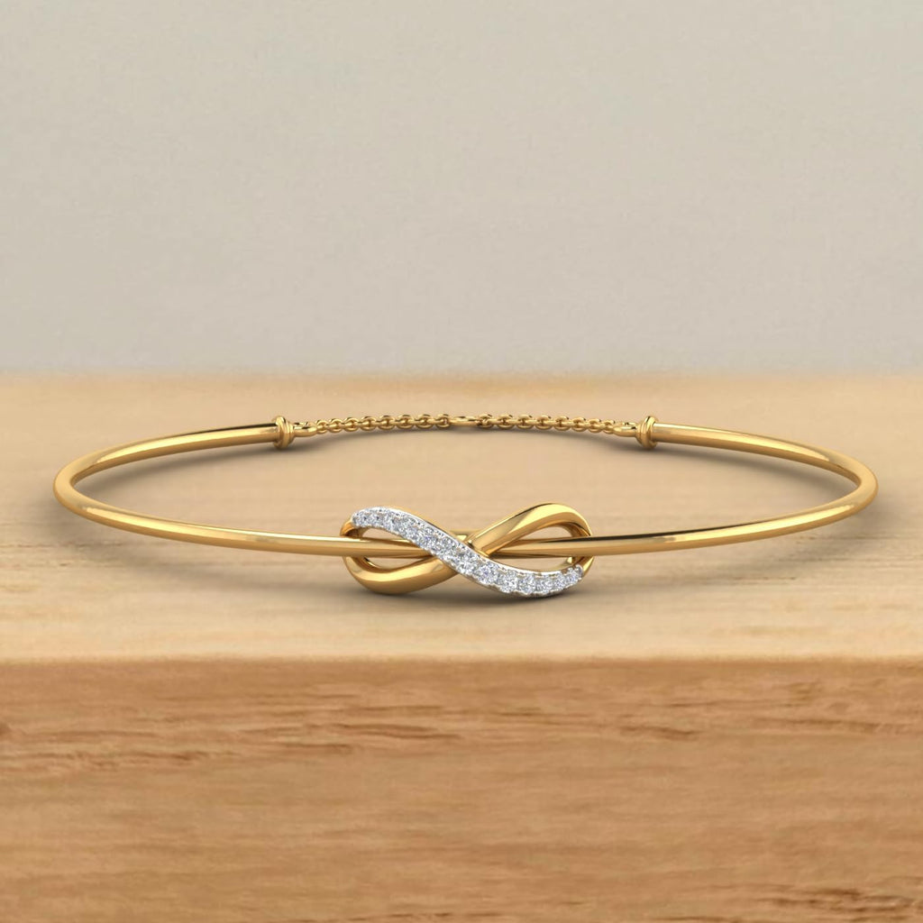 0.15 Carat Natural Diamond Infinity Sign Bangle Bracelet for Women in 14K Gold (7.5 Inch)