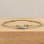 0.15 Carat Natural Diamond Infinity Sign Bangle Bracelet for Women in 14K Gold (7.5 Inch)