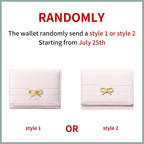 RNIEGA Small Wallets Girls Cute Coquette Bow Wallet Women Aesthetic Credit Card Holder with ID Window, Pink
