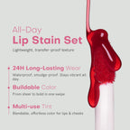 bayfree Lip Tint Stain Set, 2 PCS Korean Water Tint Lightweight Non-sticky, Waterproof Long Lasting Liquid Blush & Lip Stain, Transfer-Proof, Matte Finish Lip Color Makeup (made into jam)