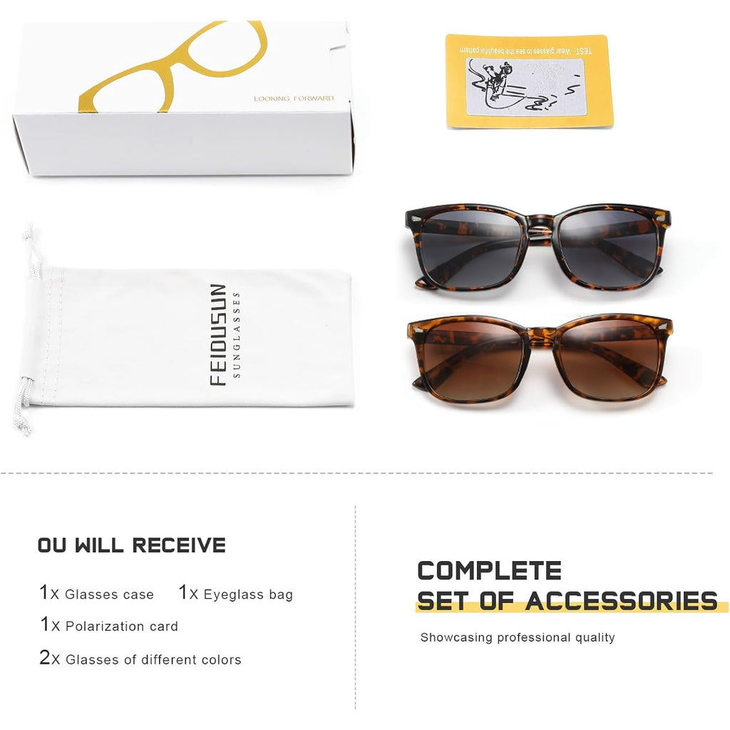 FEIDUSUN Polarized Sunglasses for Women and Men Classic Trendy Sun Glasses with UV Protection