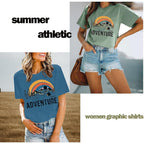 Women Mountain Adventure Workout Tanks Hiking Camping Graphic Athletic Sleeveless Funny Tee Tops C-bean Green
