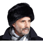 Men Winter Trapper Hat Faux Mink Fur Trooper Hat Russian Ushanka Cossack Hunting Dad Hat Outdoor Ski Snow Cap