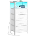 Yoobure Night Stand - Led White Nightstand With Charging Station, Bedside Table With 4 Storage Drawers And Storage Shelf, End Table With Usb Ports And Outlets, Tall Nightstand For Bedroom