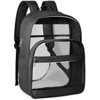 Clear Backpack, Heavy Duty Transparent Bookbag For School, Fabric & Pvc Transparent Backpack With Reinforced Strap For Women Men, Capacity Clear Bag For College, Travel, Security, Black