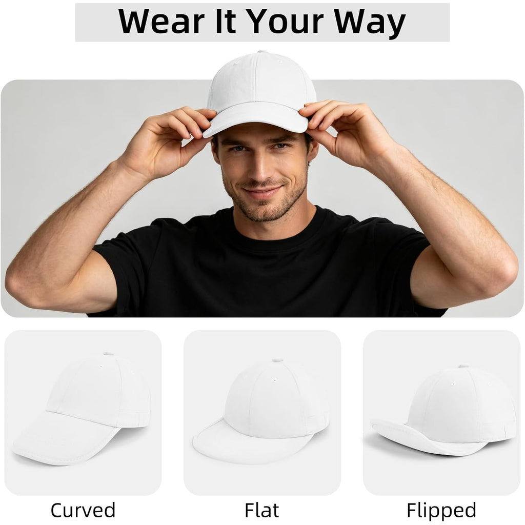 Baseball Cap for Men Women, Dad Hat Unstructured Low Profile, Soft Brim Adjustable Plain Baseball Hat for Outdoor Golf 1 Pack-white