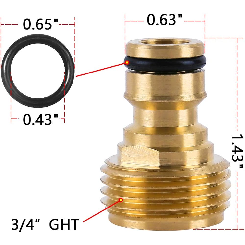 Garden Hose Quick Connect Solid Brass Quick Connector Garden Hose Fitting Water Hose Connectors 3/4 Inch Ght (3 Sets)