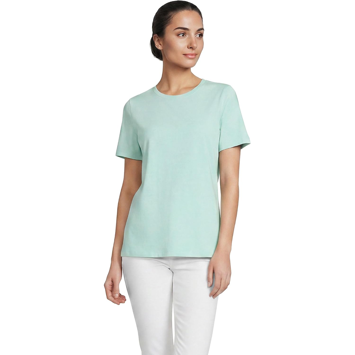 Lands' End Women'S Relaxed American-Grown Supima Cotton Crew Neck T-Shirt