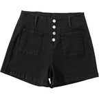 Women's Jean Shorts Button Fly Stretchy High Waisted Summer Outfit Denim Shorts