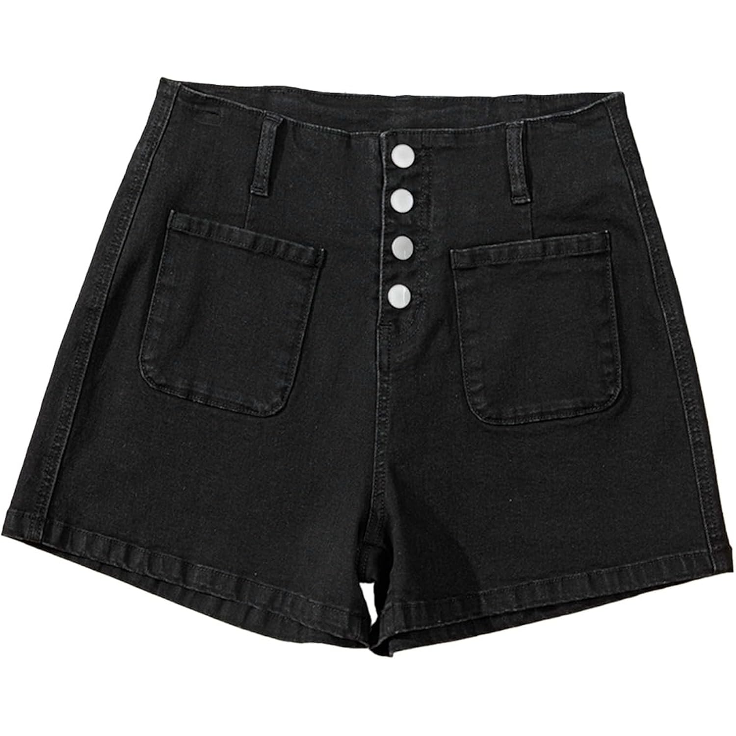 Women's Jean Shorts Button Fly Stretchy High Waisted Summer Outfit Denim Shorts