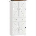 Hostack 71" Kitchen Pantry Storage Cabinet, Farmhouse Pantry Cabinet, White | Tall Kitchen Storage Cabinet With Wide Drawer, Freestanding Food Pantry With Doors & Shelves For Dining Room, Living Room