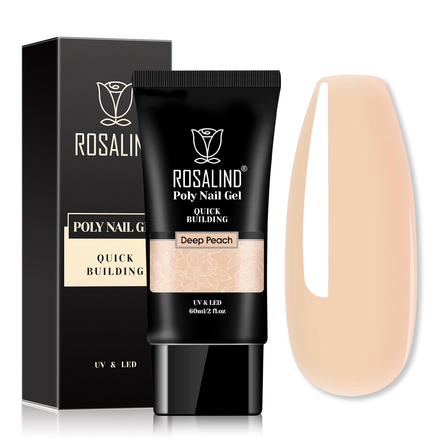 ROSALIND Nude Poly Extension Gel, 60ml Nude Poly Nails Gel for Nail Art Decoration, Hot Builder Color Nail Thickening Extension Easy to DIY Use at Home Need UV Lamp