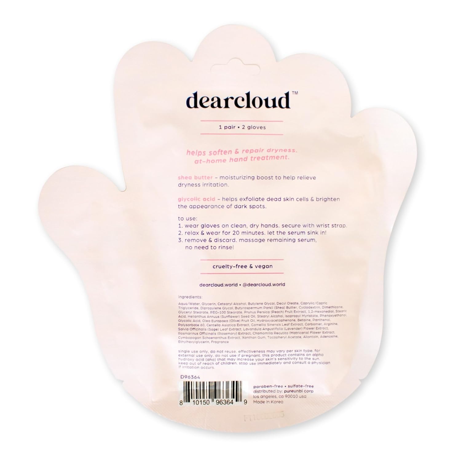 dearcloud Silky Touch Hand Rescue Set - Hand Mask for Dry Cracked Hands + Moisturizing Hand Cream - Self Care Gift Set (Peach Honeysuckle)