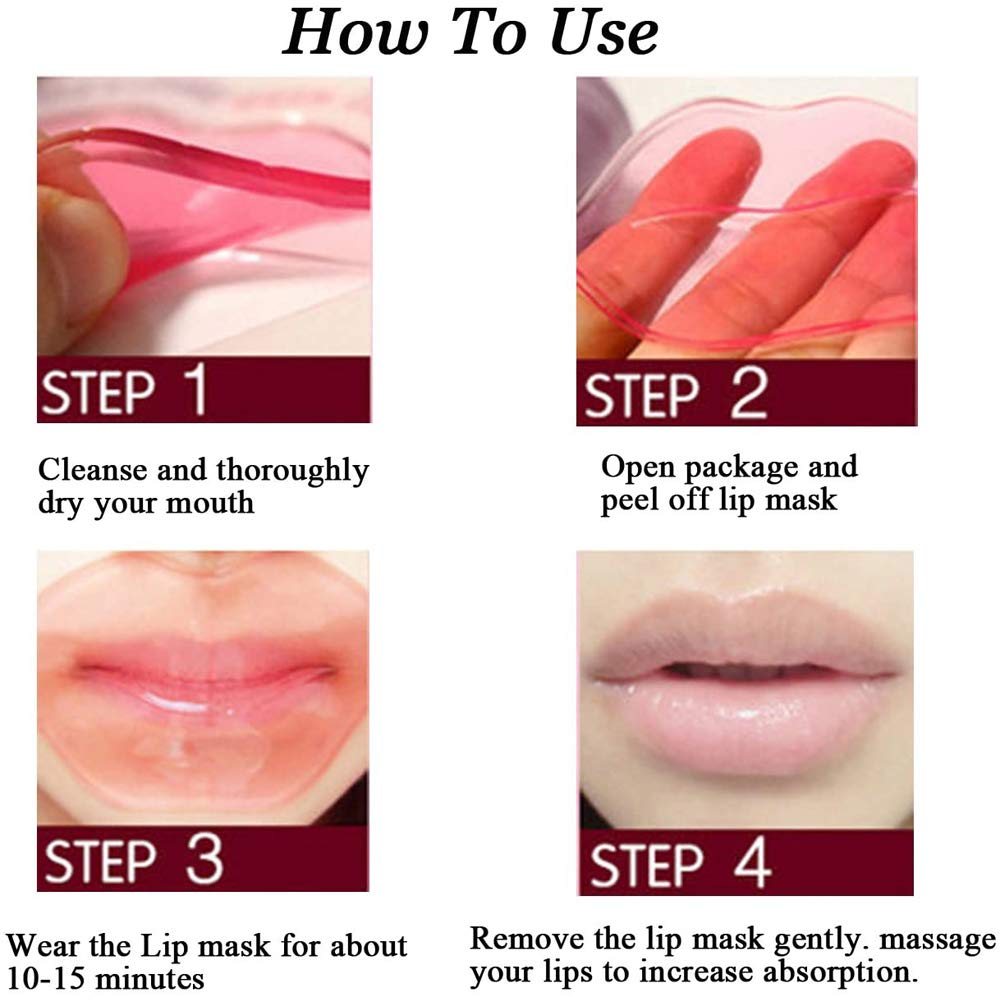 Lip Mask Patches,30Pcs Collagen Crystal Pink Care Gel Pads,Moisturizing Anti-Wrinkle Anti-Aging Firm Hydrate Lips,Remove Dead Skin Fine Lines Moisture Essence Make Your Dry Lip Attractive Sexy