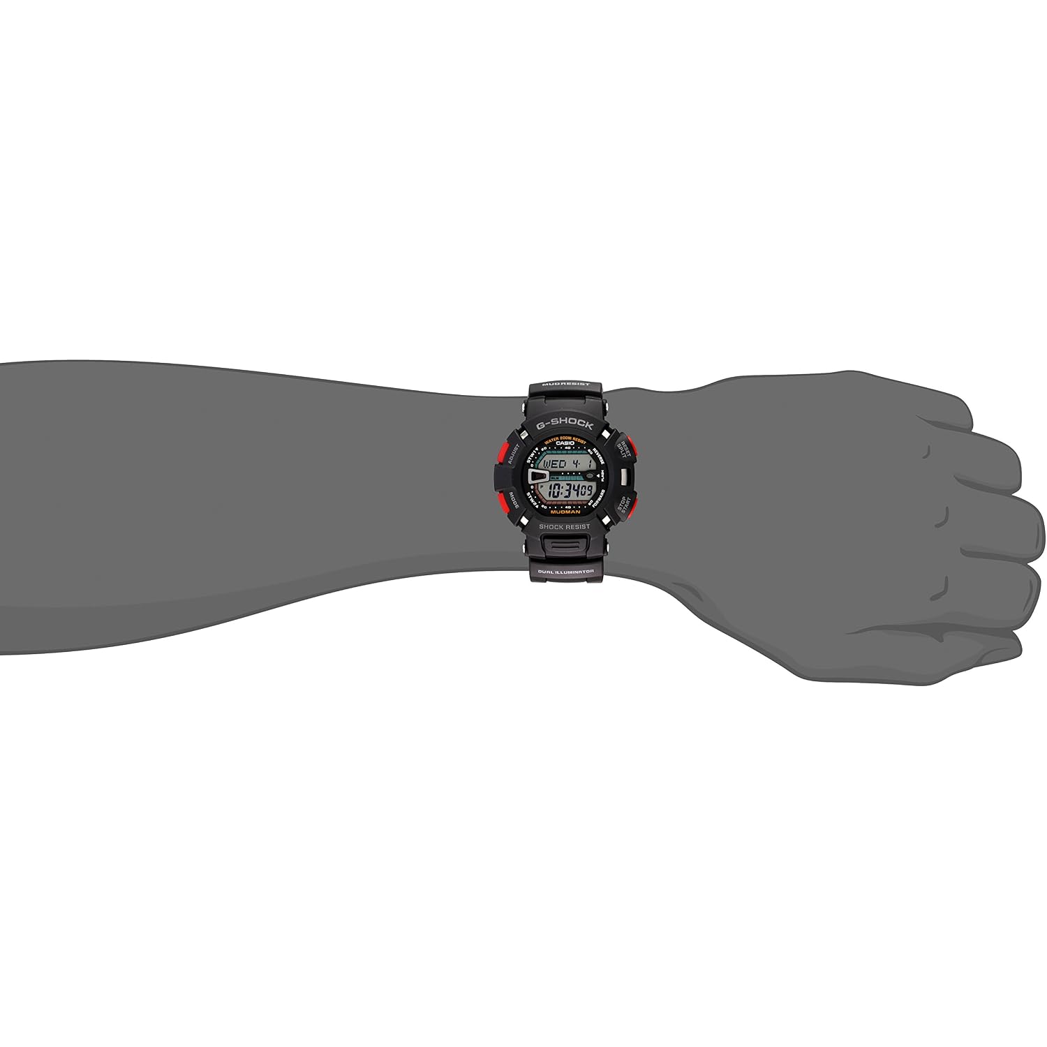 Casio G-Shock Mudman Super Dual Illuminator Men'S Quartz 52Mm Digital Watch G9000-1V