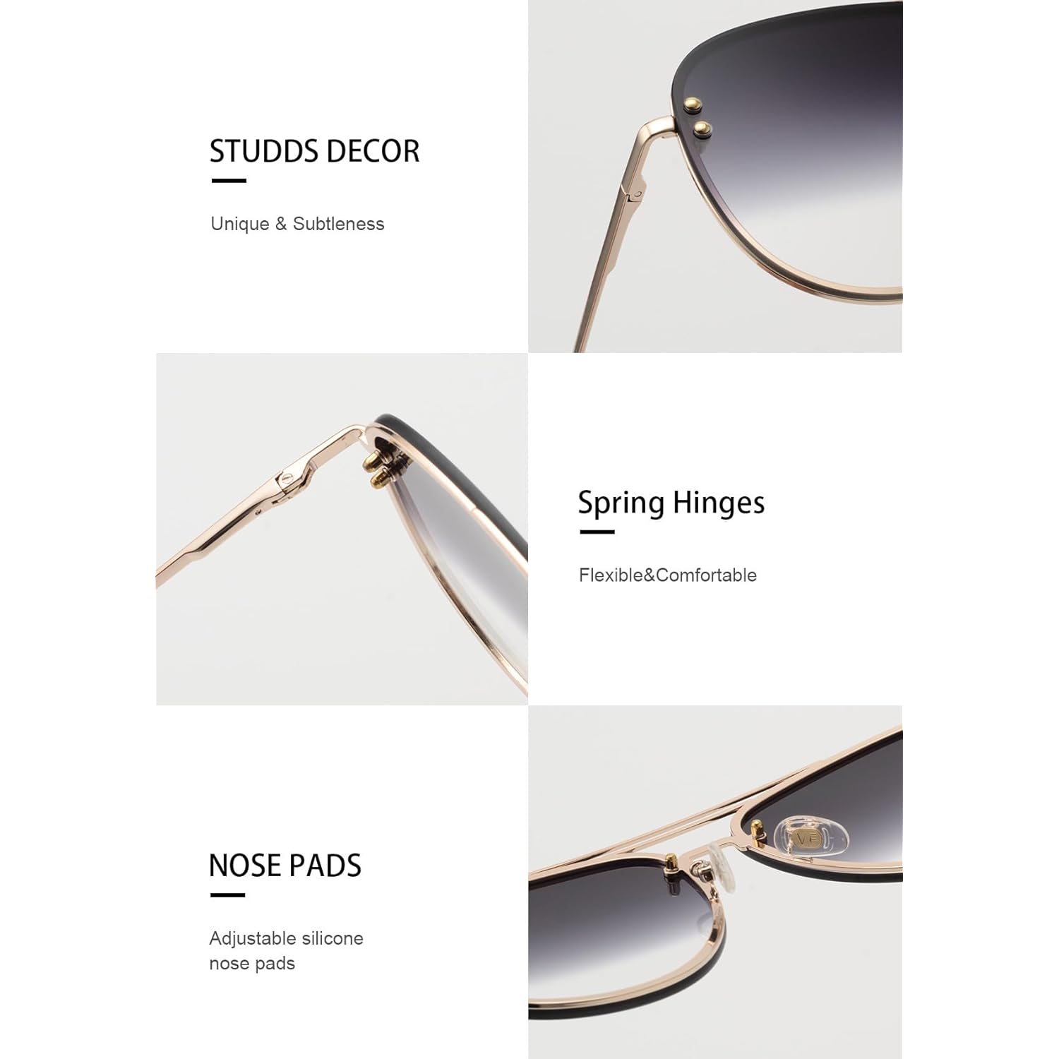 Trendy Oversized Aviator Sunglasses Womens, Retro Cute Big Shades Women's Fashion Sun Glasses UV Protection VF2203