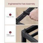 VASAGLE Twin Metal Bed Frame 14 Inches Tall, 550 lb Weight Capacity, No Box Spring Needed, with Under-Bed Storage, Easy Setup, Heavy-Duty Platform Bed, Mattress Retainers, Matte Black URMB653BD02S