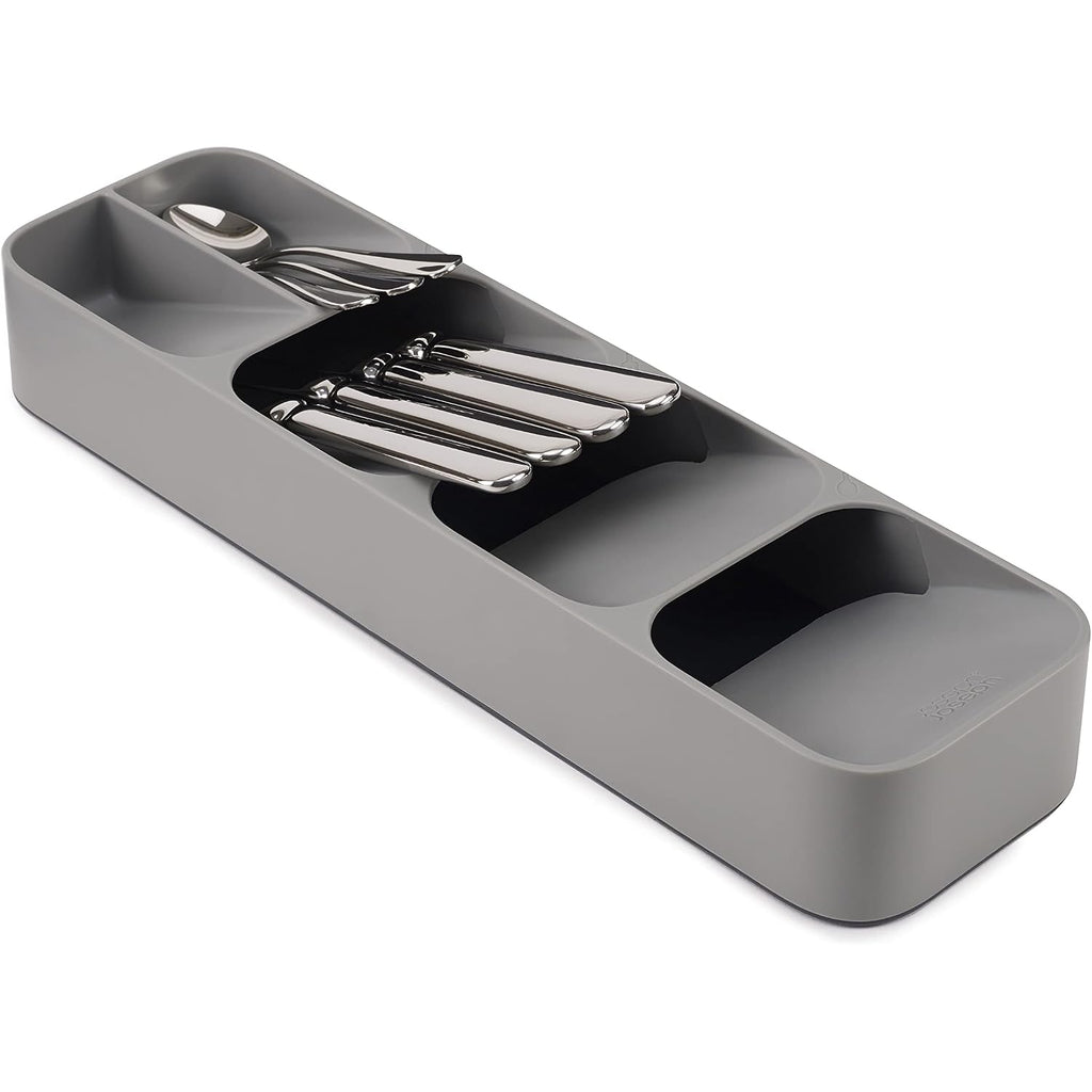 Joseph Joseph Drawerstore Compact Utensil Organizer For Kitchen Drawer Silverware, Flatware Tray, Small, Grey