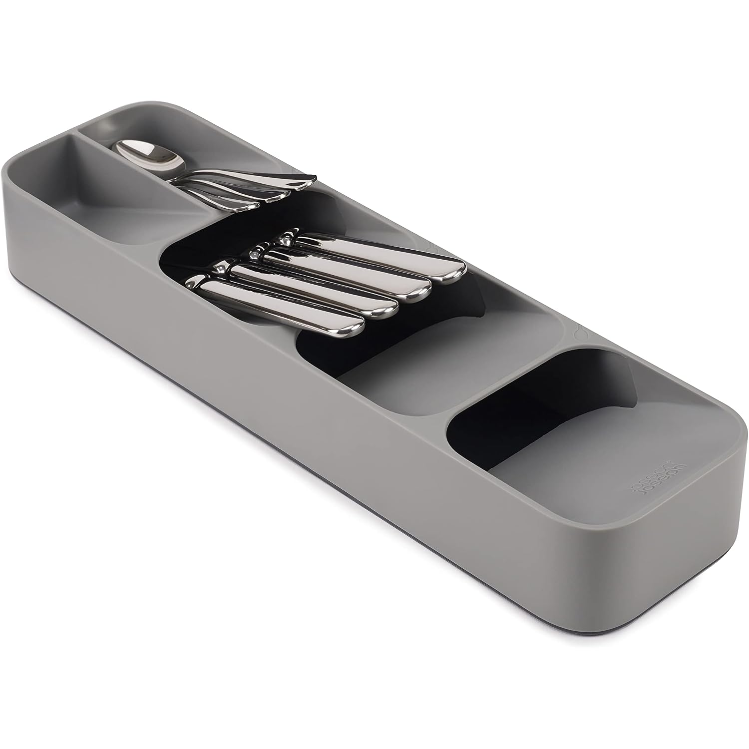 Joseph Joseph Drawerstore Compact Utensil Organizer For Kitchen Drawer Silverware, Flatware Tray, Small, Grey