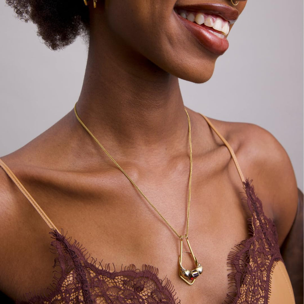 Pixie Wing Nordika Ring Keeper Necklace, 18k Gold-Plated Engagement Ring Holder (17.7" chain with 4'' extender)