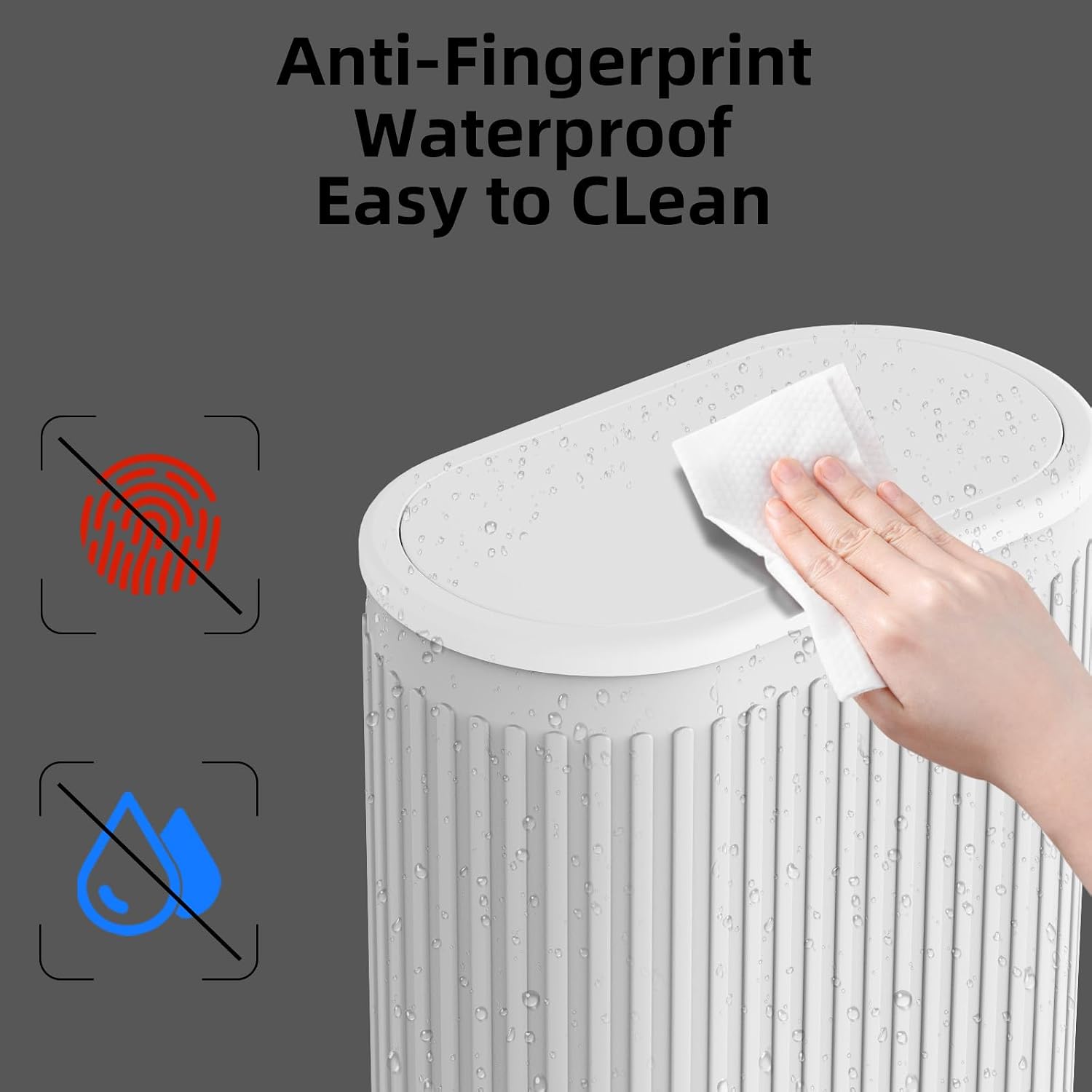 Ksskss 1.8 Gallons Small White Bathroom Trash Can With Lid, Slim Bathroom Garbage Bin, Removable Liner Bucket, Dog Proof Trash Can With Pop-Up Lid For Bedroom,Toilet