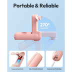 Gaiatop Portable Handheld Fan, 3 In 1 Mini Fan Handheld [17H Max Cooling], Foldable Personal Fans Pocket Design, Usb Travel Fans Portable, Lash Trip Summer Essential Cute Gifts For Women Girl, Pink