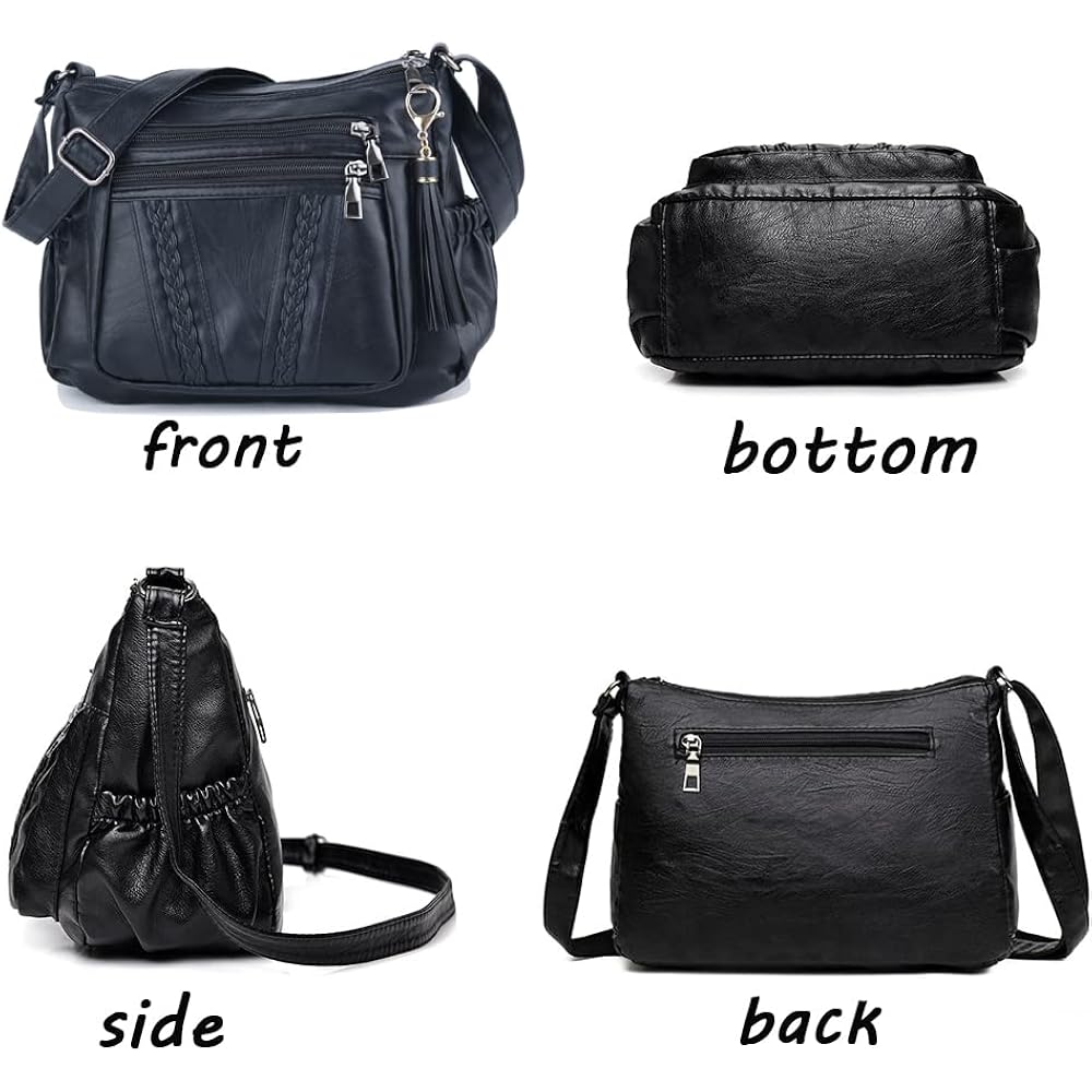 ELDA Crossbody Bags For Women Pocketbooks Soft PU Leather Purses and Handbags Multi Pocket Shoulder Bag
