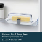 KITCHENDAO One-handed Airtight Butter Dish with Lid for Countertop and Refrigerator Door Shelf, Butter Holder with One Press to Open/Close Secure Latching Buckle for West/East Coast Butter (White)
