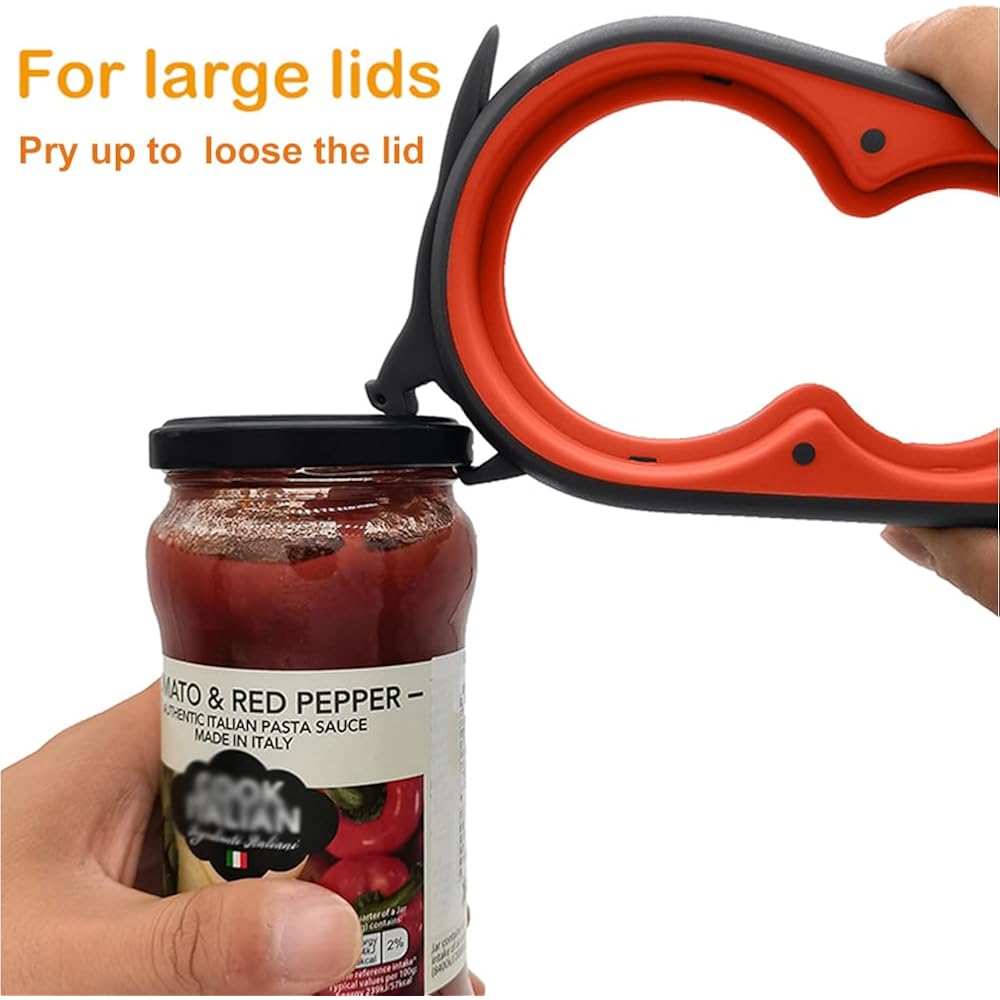 Otstar Jar Opener Bottle Opener And Can Opener For Weak Hands, Seniors With Arthritis And Anyone With Low Strength, Mutil Jar Opener Get Lids Off Easily (Black And Red)