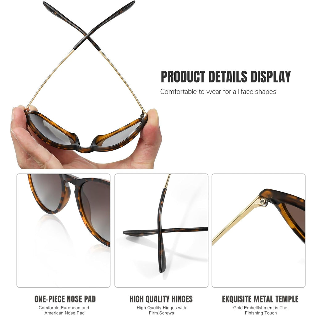 CHBP Polarized Sunglasses for Women Men - Trendy 2026 Vintage Classic Retro Round Mirrored Lens Designer Style 1-a Leopard Frame Brown Lens