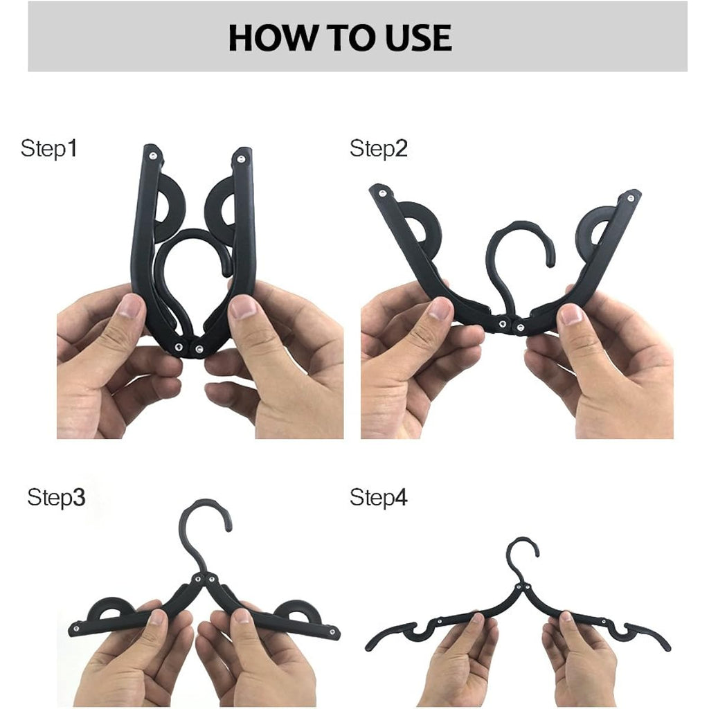 12 Pcs Travel Hangers - Cruise Ship Essentials Portable Folding Clothes Hangers Travel Essentials Foldable Clothes Drying Rack For Travel (Black)