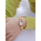 Adsbiaoye Elegant Pearl Women'S Dress Watch Fashion Oval Dial Gift Women'S Waterproof Watch