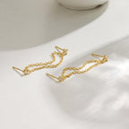 Freekiss Gold Chain Studs Earrings for Women Trendy: Hypoallergenic 14K Gold Plated Dangle Earrings Dainty Small Long Chain Earring Set Fashion Gold Jewelry for Women