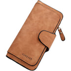 Womens Long Leather Wallet, RFID Blocking Leather Pocket Wallet Ladies Mini Purse with ID Window