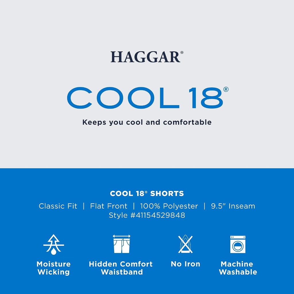 Haggar Mens Cool 18 Classic Fit Expandable Waist Short Regular And Big & Tall Sizes