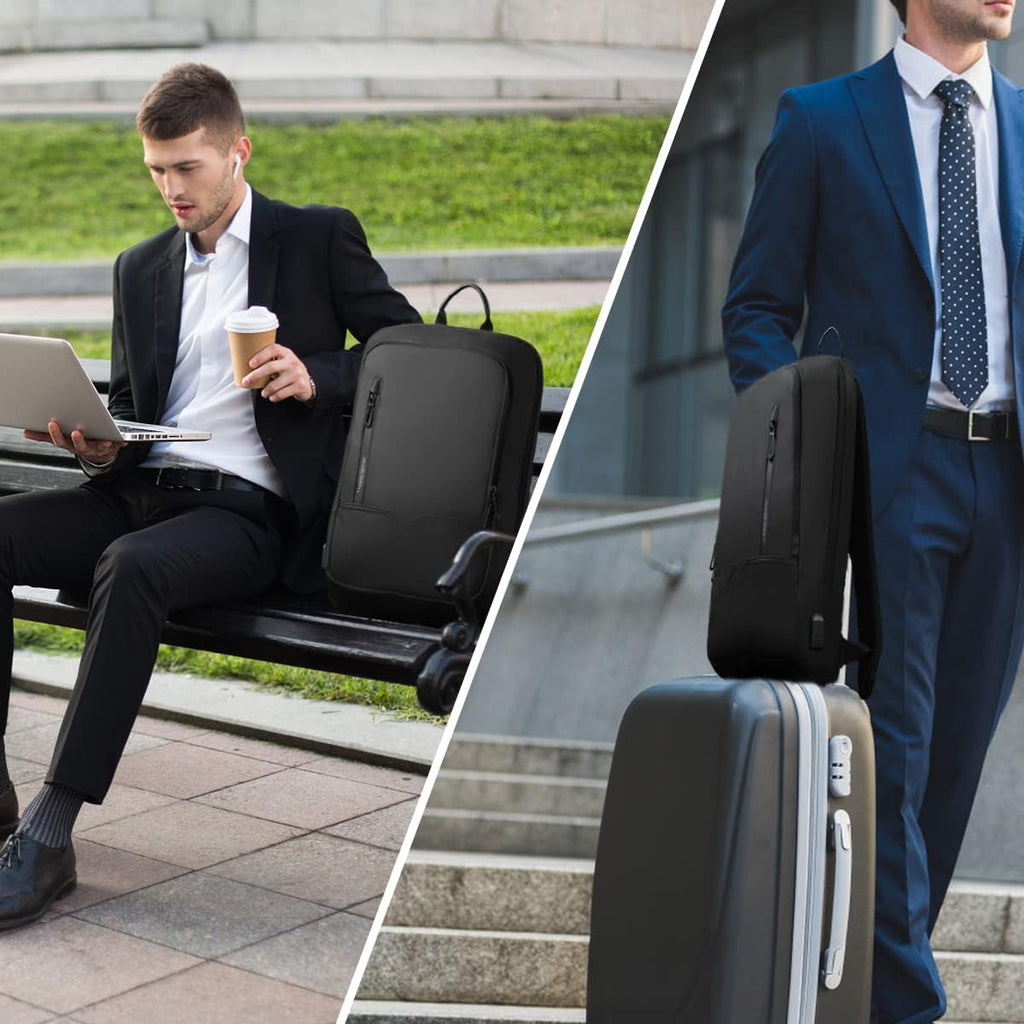 Hk Backpack For Men Business Slim Laptop Bag | Anti Theft Travel Backpacks 15.6 Inch Laptop Water Resistant Computer Bag For Work Office College, Black