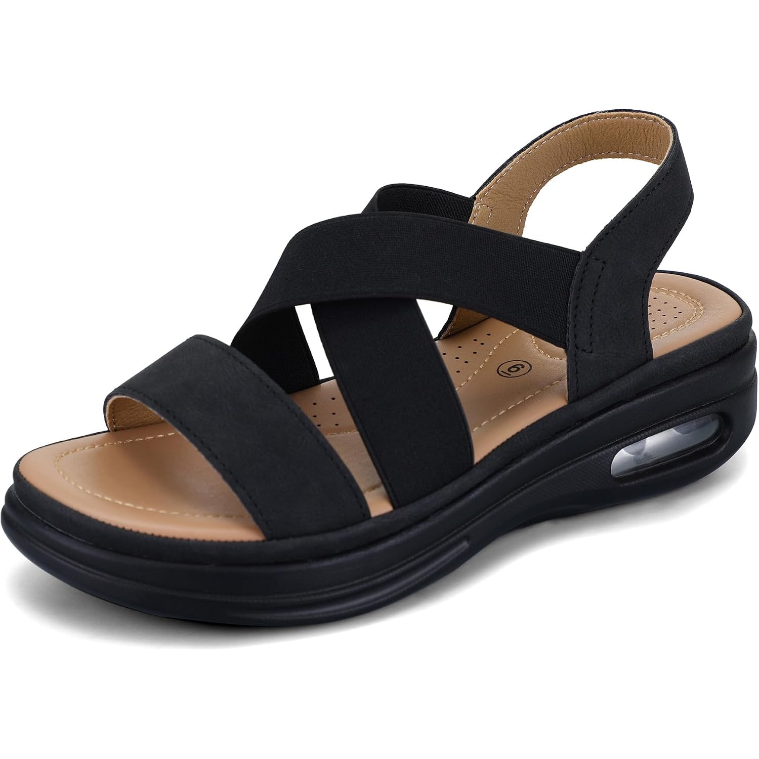 Mysoft Women'S Comfortable Walking Sandals Air Cushion Sport Slingback Elastic Band Platform Shoes