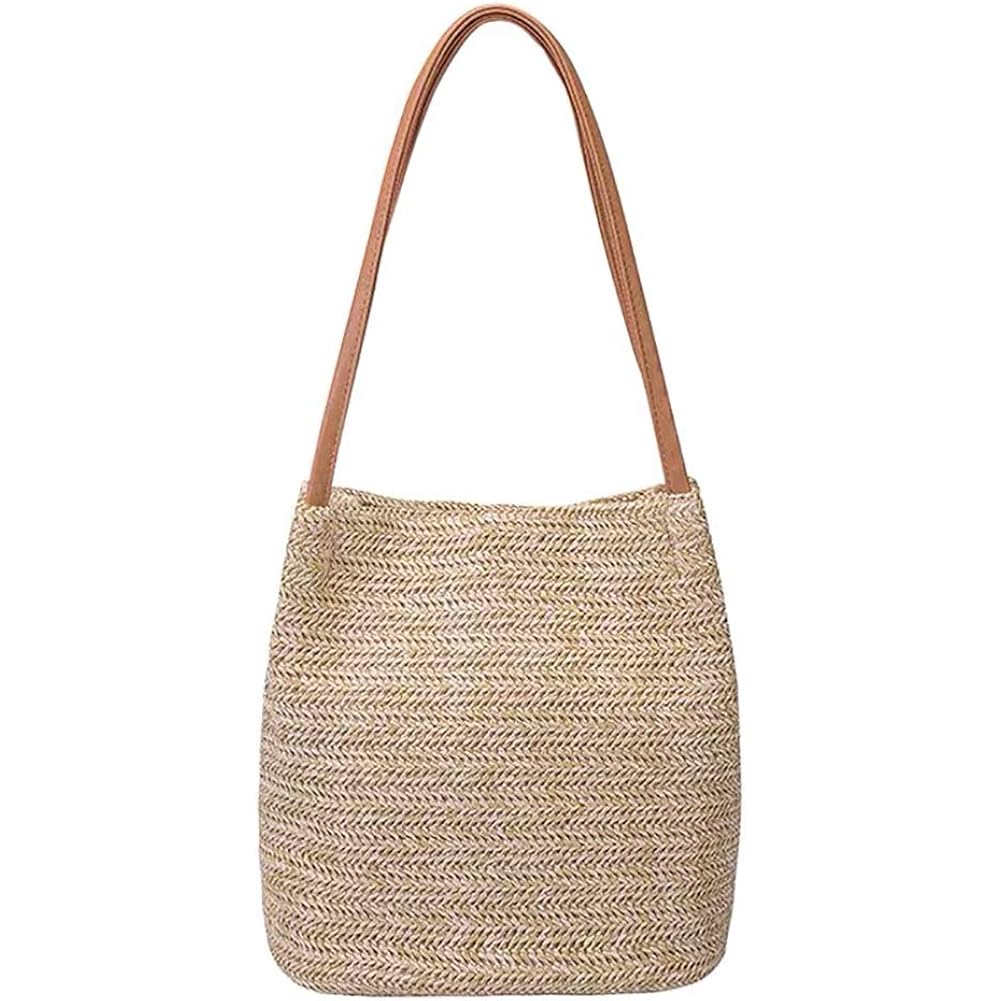 Aphoraeny Straw Beach Bag Buckets Totes Handbag Shoulder Tote Bag Straw Purse Summer Purse Women Summer Handbag