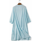 Lafural Womens V Neck Cotton Casual Loose Shift Tunic Smock Summer Dresses Vacation Dress 3/4 Sleeve Pocket