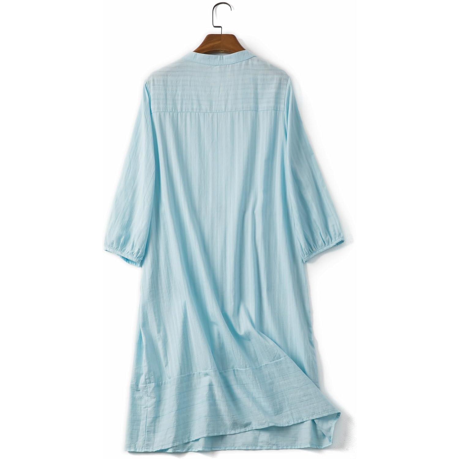 Lafural Womens V Neck Cotton Casual Loose Shift Tunic Smock Summer Dresses Vacation Dress 3/4 Sleeve Pocket
