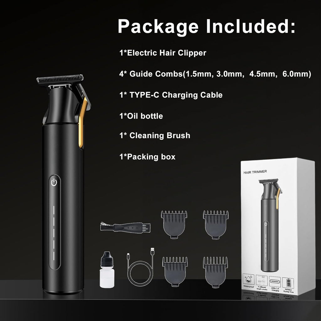 Hair Trimmer For Men,Professional Barber Trimmer,Cordless T-Blade Hair Clippers Precision Edgers T Liners Rechargeable Beard Trimmer,Waterproof Haircut Kit,Long-Lasting Battery