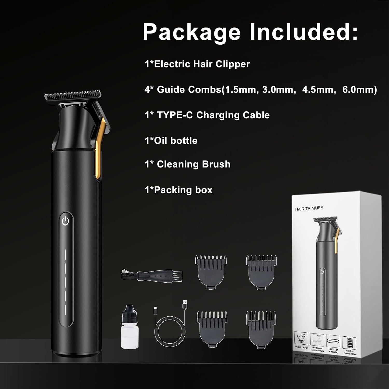 Hair Trimmer For Men,Professional Barber Trimmer,Cordless T-Blade Hair Clippers Precision Edgers T Liners Rechargeable Beard Trimmer,Waterproof Haircut Kit,Long-Lasting Battery