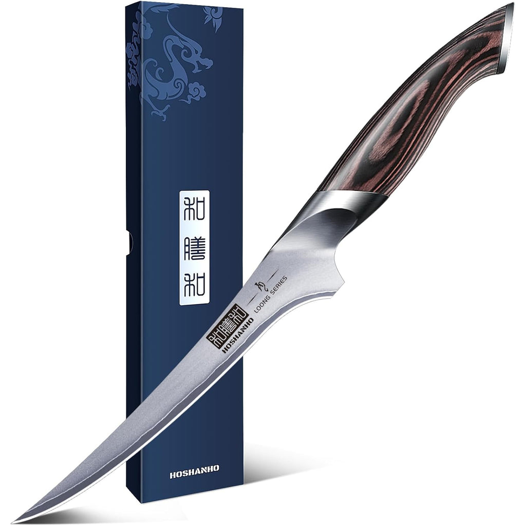 HOSHANHO Fillet Knife 7 Inch, Super Sharp Boning Knife in High Carbon Stainless Steel, Professional Japanese Fish Knives for Meat Poultry Cutting